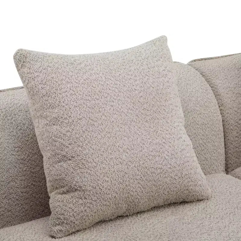 126 Modern Boucle Upholstered 5 Seater Curved Sectional Sofa with Pillows