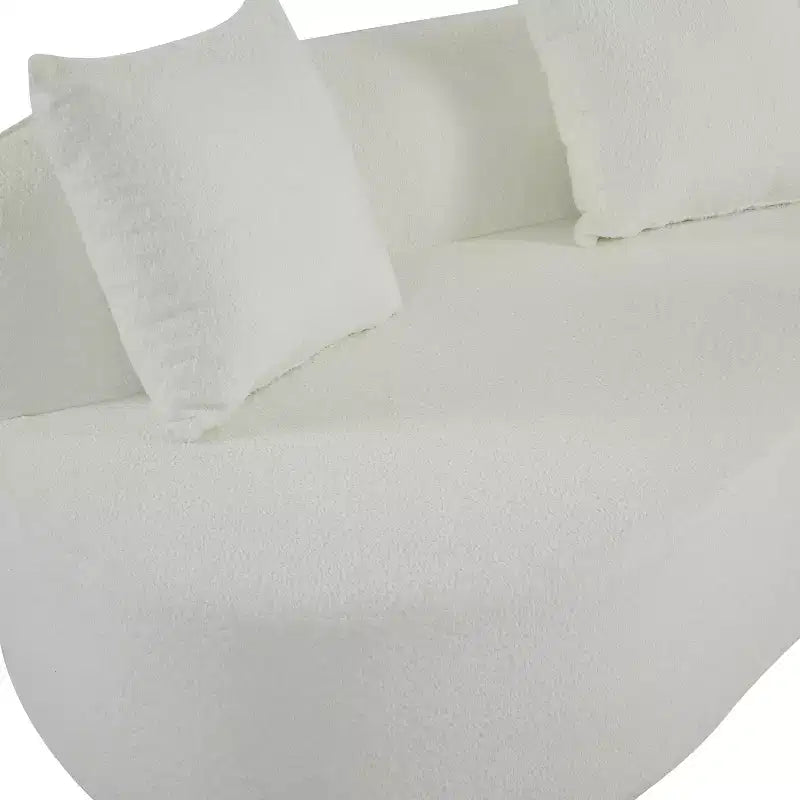 126 Modern Boucle Upholstered 5 Seater Curved Sectional Sofa with Pillows