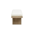 52 Upholstered Modern Accent Bench, Ivory White Boucle