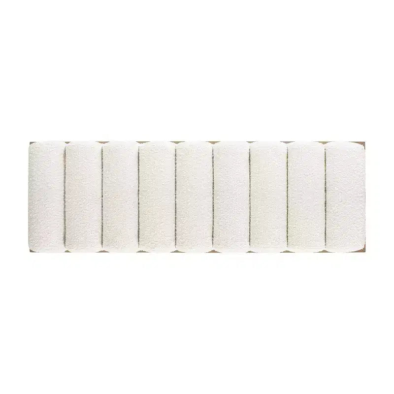 52 Upholstered Modern Accent Bench, Ivory White Boucle