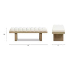 52 Upholstered Modern Accent Bench, Ivory White Boucle