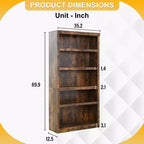 5 Tier Wooden Bookshelf Bookcase and Easy Access for Living Room Bedroom Office, Brown