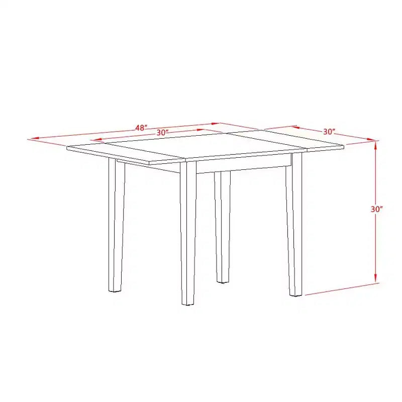 Rechthoekige tafel 30X48 met 2 uitschuifbladen