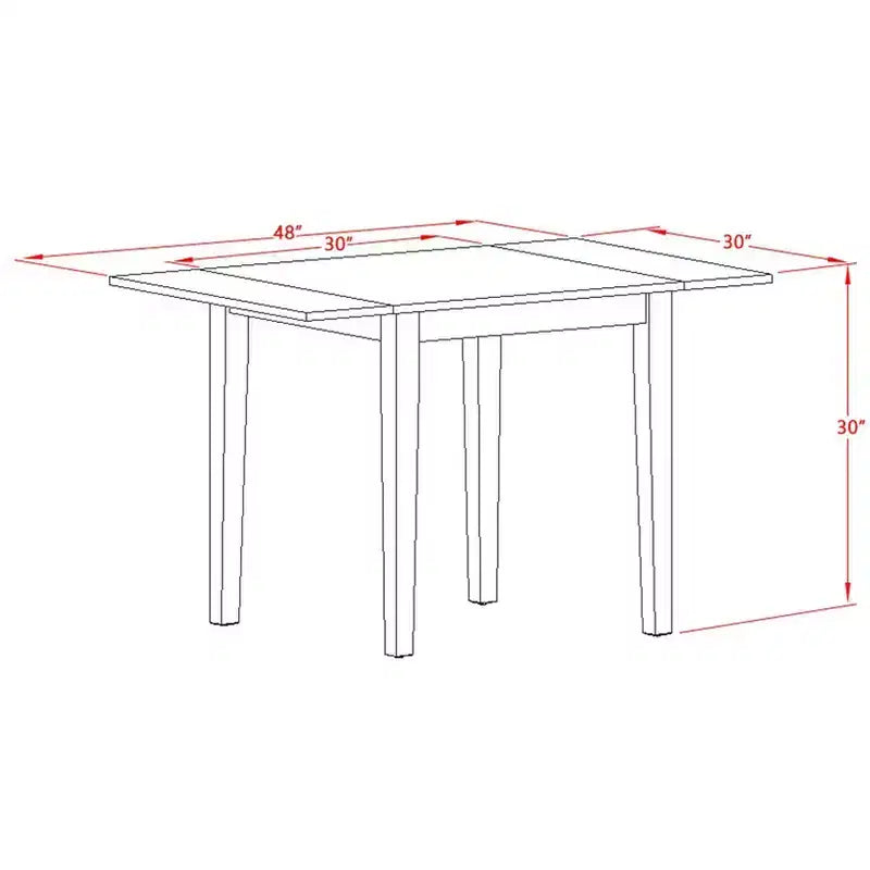 Rechthoekige tafel 30X48 met 2 uitschuifbladen