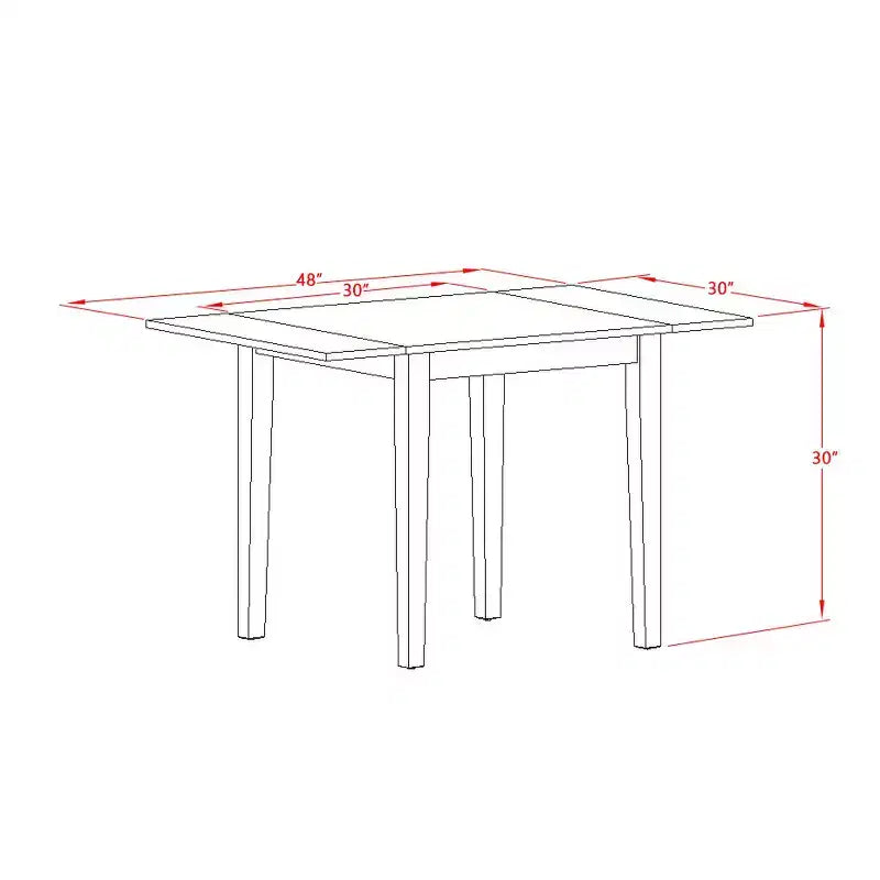 Rechthoekige tafel 30X48 met 2 uitschuifbladen