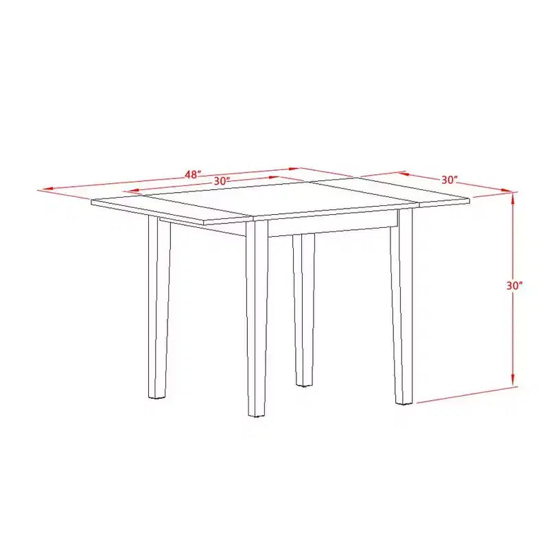 Rechthoekige tafel 30X48 met 2 uitschuifbladen