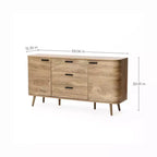 Sideboard Buffet Cabinet with Storage, 59'' Wide Natural Oak Manufactured Wood Accent Console Cabinet with 2-Door and 3-Drawer