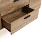 Sideboard Buffet Cabinet with Storage, 59'' Wide Natural Oak Manufactured Wood Accent Console Cabinet with 2-Door and 3-Drawer