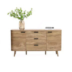 Sideboard Buffet Cabinet with Storage, 59'' Wide Natural Oak Manufactured Wood Accent Console Cabinet with 2-Door and 3-Drawer