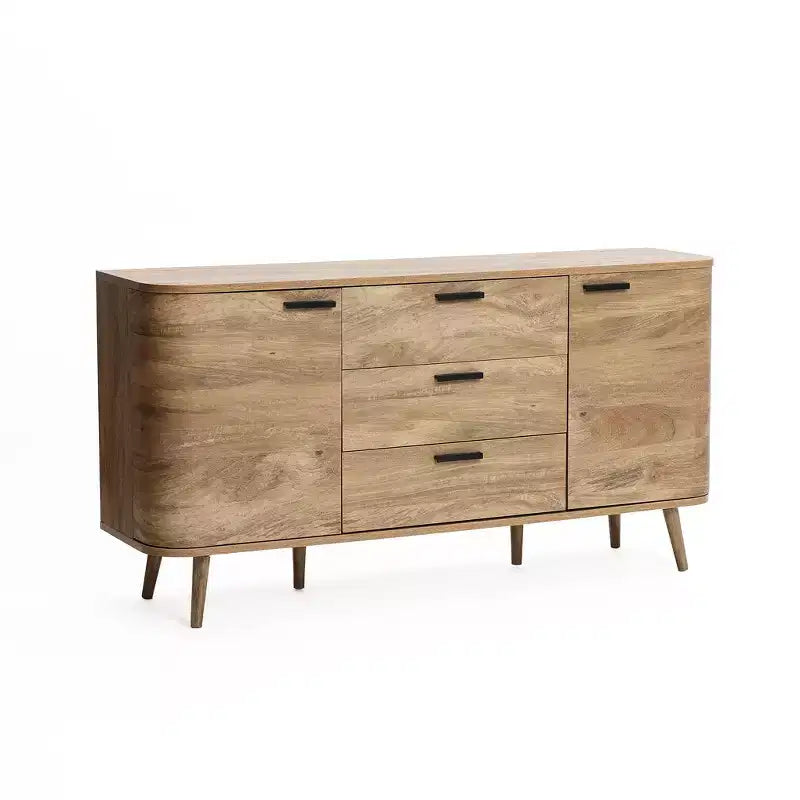 Sideboard Buffet Cabinet with Storage, 59'' Wide Natural Oak Manufactured Wood Accent Console Cabinet with 2-Door and 3-Drawer