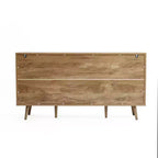 Sideboard Buffet Cabinet with Storage, 59'' Wide Natural Oak Manufactured Wood Accent Console Cabinet with 2-Door and 3-Drawer