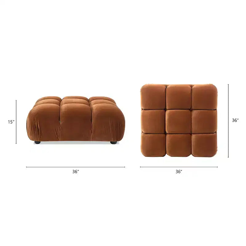 36 Bubble Modular Modern Cocktail Ottoman, Olive Green Performance Velvet