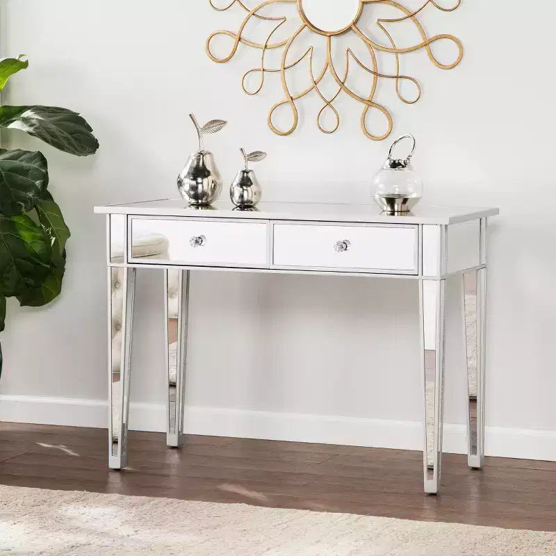 Mirrored 2-Drawer Console Table - Silver
