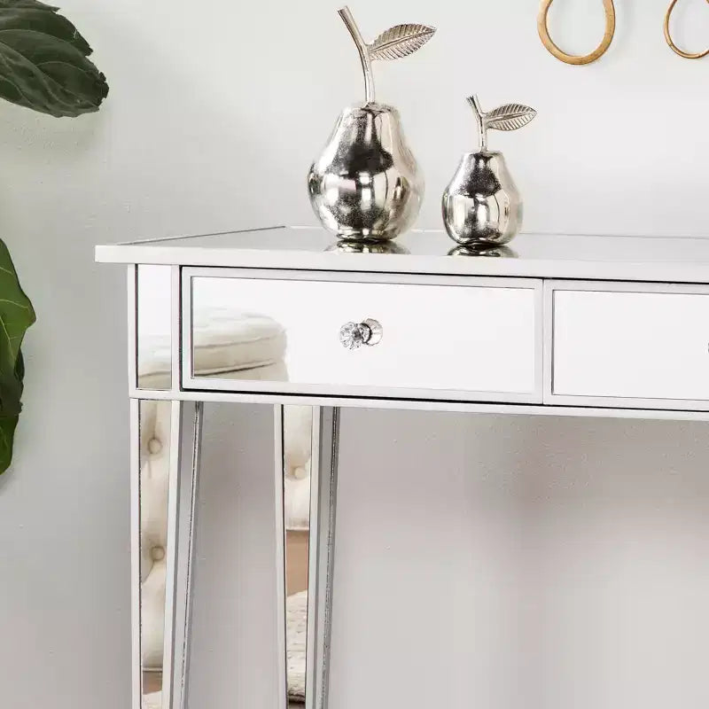 Mirrored 2-Drawer Console Table - Silver