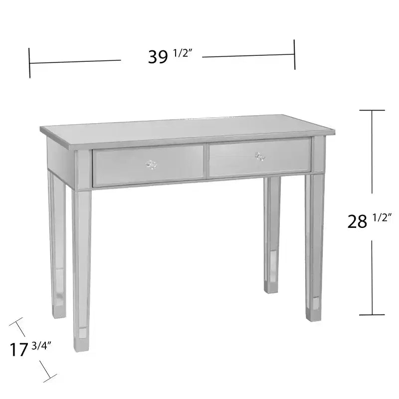 Mirrored 2-Drawer Console Table - Silver