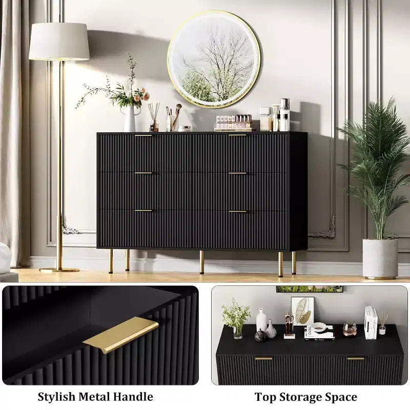 Cassettiera per camera da letto, cassettiera moderna a 6 cassetti, organizzatore in legno per camera da letto, soggiorno, corridoio, ingresso