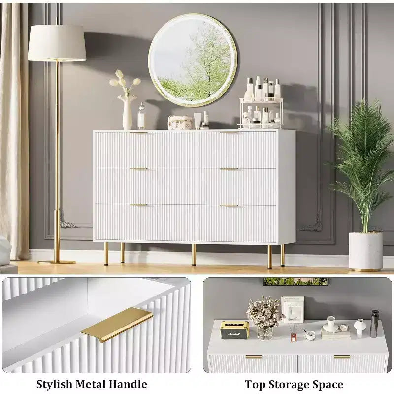 Cassettiera per camera da letto, cassettiera moderna a 6 cassetti, organizzatore in legno per camera da letto, soggiorno, corridoio, ingresso