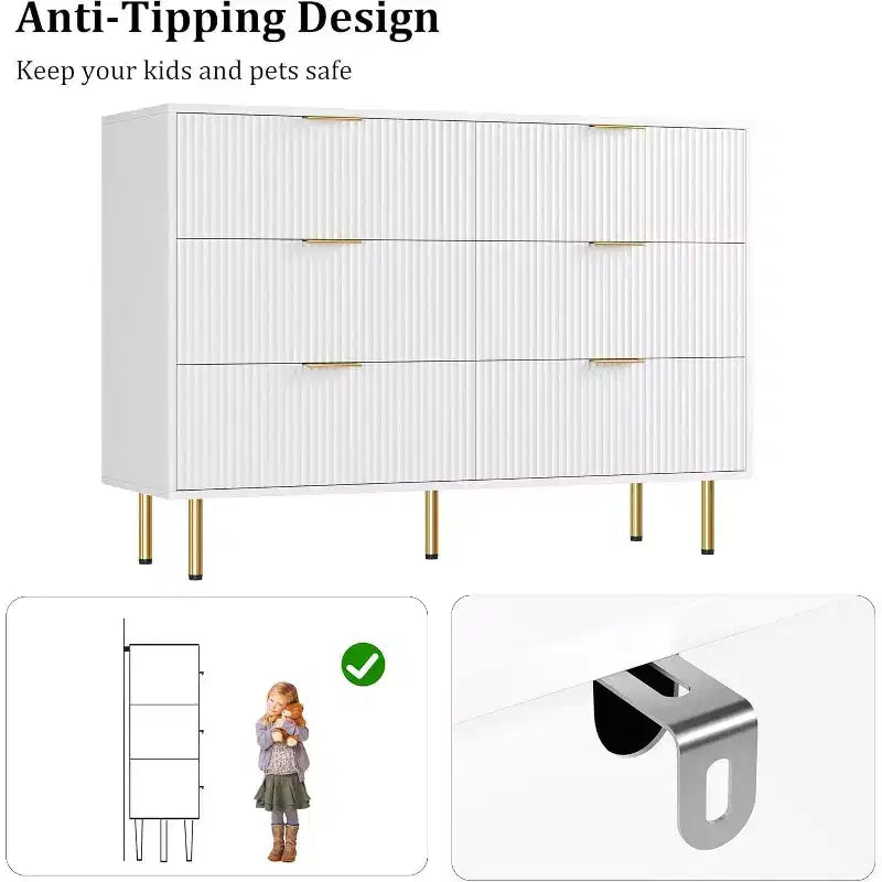 Cassettiera per camera da letto, cassettiera moderna a 6 cassetti, organizzatore in legno per camera da letto, soggiorno, corridoio, ingresso