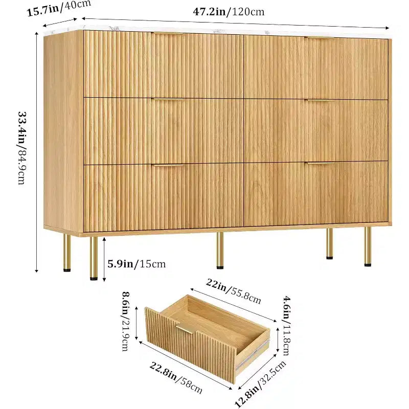 Cassettiera per camera da letto, cassettiera moderna a 6 cassetti, organizzatore in legno per camera da letto, soggiorno, corridoio, ingresso