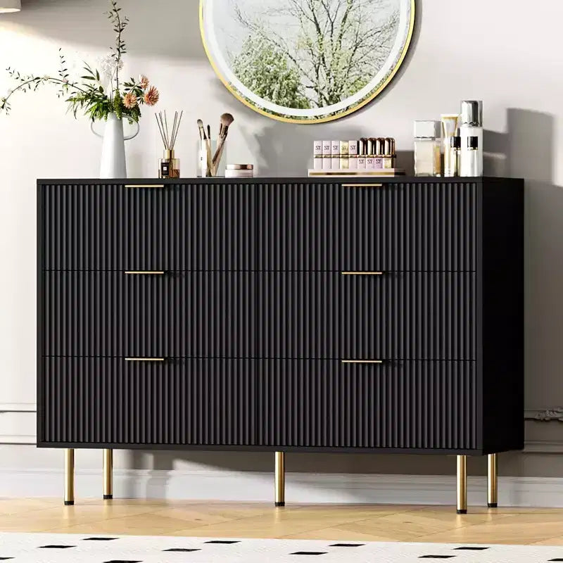 Dresser for Bedroom, 6 Drawer Dresser, Modern Chest of Drawers, Wood Drawer Organizer for Bedroom, Living Room, Hallway, Entryway