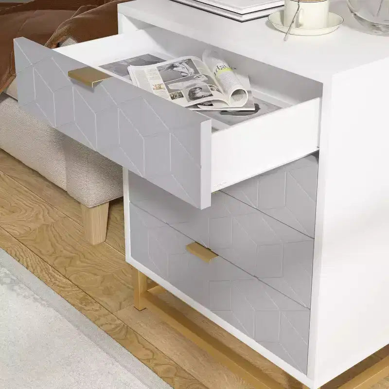 Schubladen-Aufbewahrungsschrank, Kommode für Schlafzimmer, 53,5 Kommoden-Organizer mit Metallgriff und Beinen