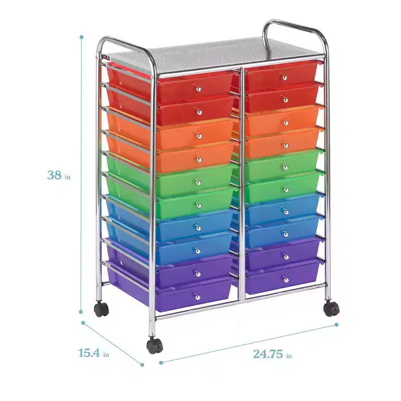 20-Drawer Everyday Mobile Storage Utility Cart, Craft Organizer