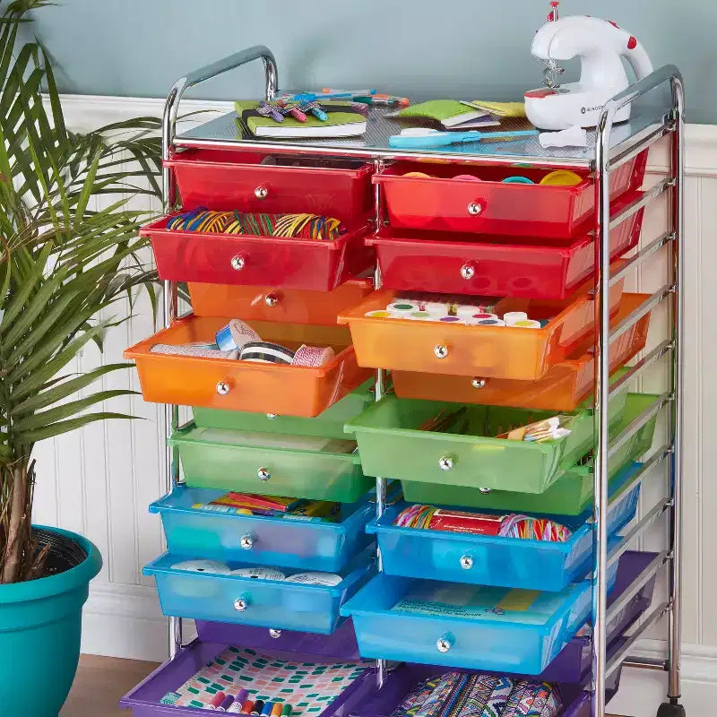20-Drawer Everyday Mobile Storage Utility Cart, Craft Organizer