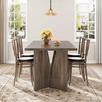71 Inch Rectangular Dining Table for 6, Rustic Farmhouse Kitchen Table with Heavy Duty Legs