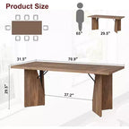 71 Inch Rectangular Dining Table for 6, Rustic Farmhouse Kitchen Table with Heavy Duty Legs