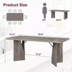 71 Inch Rectangular Dining Table for 6, Rustic Farmhouse Kitchen Table with Heavy Duty Legs