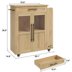 Rolling Wooden Kitchen Island with Drawer, Kitchen Cart with Storage Cabinet on Wheels, Thicker Wooden Top Trolley Island with 3 Spice Rack