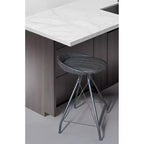 24 Gray Leather and Iron Low Back Counter Height Swivel Bar Chair