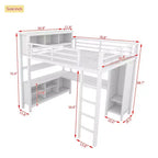 Full/Queen Size Loft Bed with Wardrobe & L-Shaped Desk,Heavy Duty Metal Bunk Beds with Storage,High Loft Beds for Teens & Adults