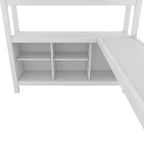 Full/Queen Size Loft Bed with Wardrobe & L-Shaped Desk,Heavy Duty Metal Bunk Beds with Storage,High Loft Beds for Teens & Adults