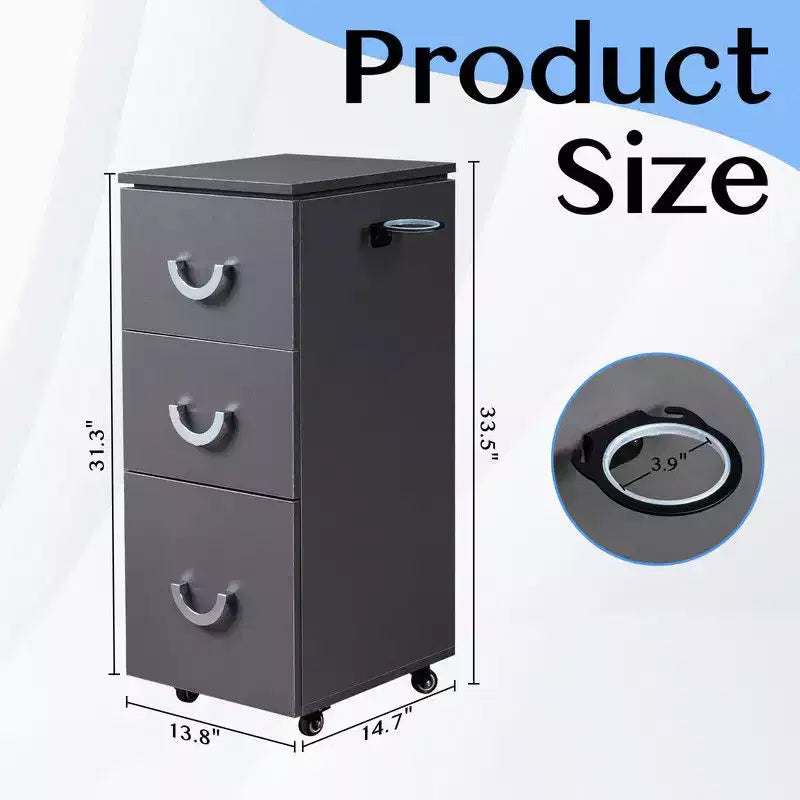Salon Trolley Cart with Wheels, 3 Drawers, Side Tool Holders