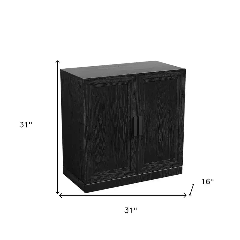 31 Black Textured Door Accent Cabinet With Three Shelves