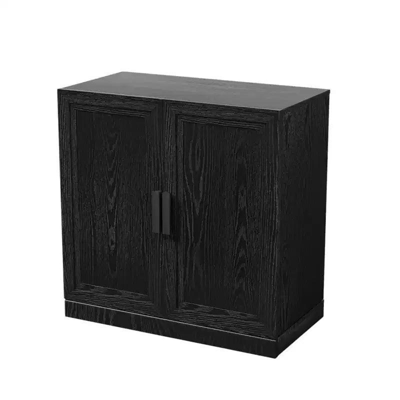31 Black Textured Door Accent Cabinet With Three Shelves