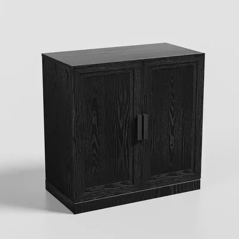 31 Black Textured Door Accent Cabinet With Three Shelves