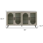 60 Gold Wood And Glass Sideboard with Four Doors