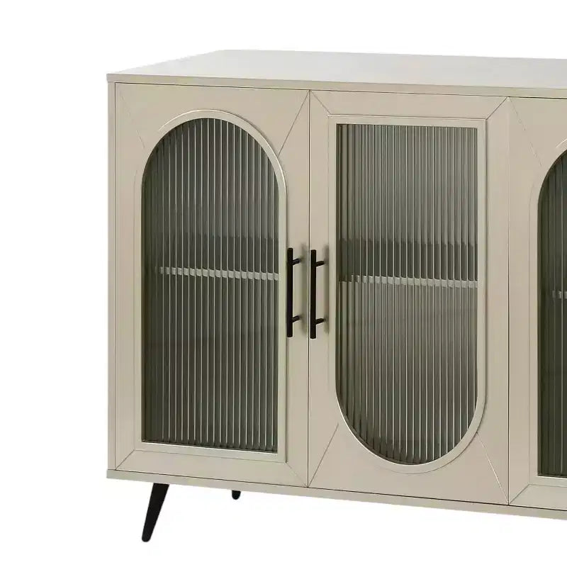 60 Gold Wood And Glass Sideboard with Four Doors