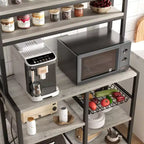 6 Tier Bakers Rack with Power OutletMicrowave Stand and Coffee Bar Table for Kitchen Storage of Spices, and Pans
