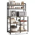 6 Tier Bakers Rack with Power OutletMicrowave Stand and Coffee Bar Table for Kitchen Storage of Spices, and Pans
