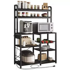 6 Tier Bakers Rack with Power OutletMicrowave Stand and Coffee Bar Table for Kitchen Storage of Spices, and Pans