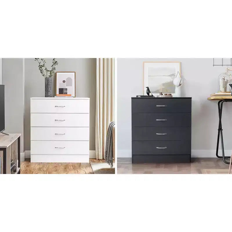 4-Drawer White Particle Board 25.98in. W Chest of Drawer