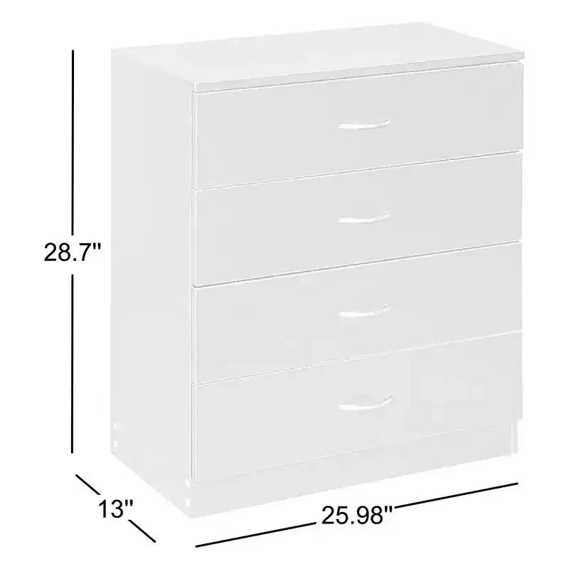 4-Drawer White Particle Board 25.98in. W Chest of Drawer