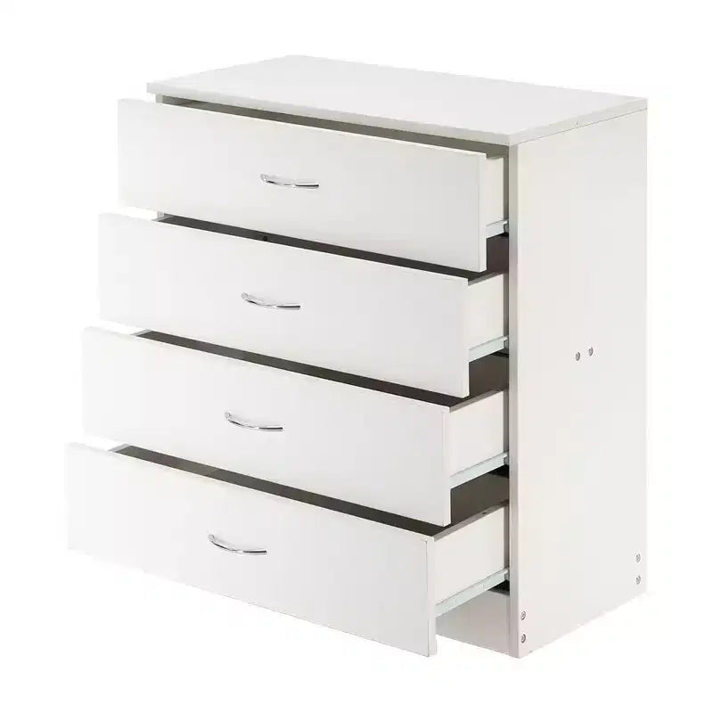 4-Drawer White Particle Board 25.98in. W Chest of Drawer