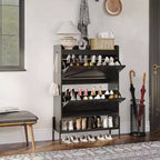2-Drawer Shoe Cabinet, Freestanding Entryway Organizer with Flip-Up Doors, Metal Legs, Narrow Shoe Rack for Dry/Wet Separation Storage