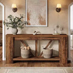 70.9-Inch Long Console Table, 2-Tier Farmhouse Sofa Table Behind Couch, Large Entry Console with Storage for Hallway, Foyer