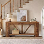 70.9-Inch Long Console Table, 2-Tier Farmhouse Sofa Table Behind Couch, Large Entry Console with Storage for Hallway, Foyer