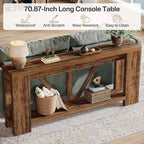 70.9-Inch Long Console Table, 2-Tier Farmhouse Sofa Table Behind Couch, Large Entry Console with Storage for Hallway, Foyer